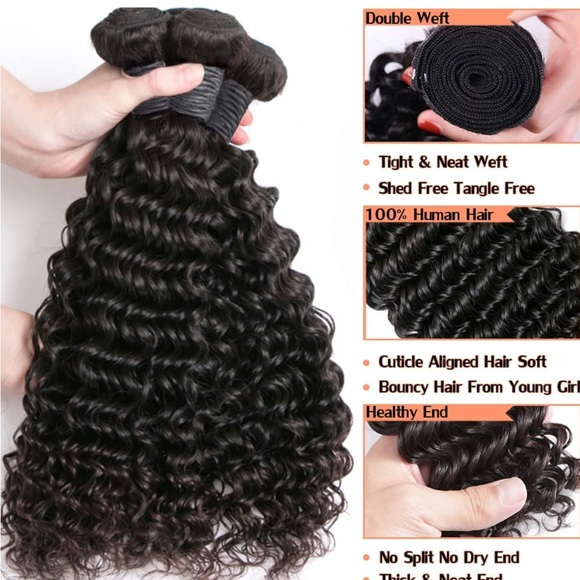 12 14 and 16in Deep Wave Human Hair Bundles - Picture 3 of 4